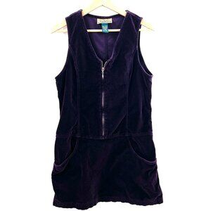 Vintage express velvet velour mini skirt jumper dress 90s y2k purple dress 7 8